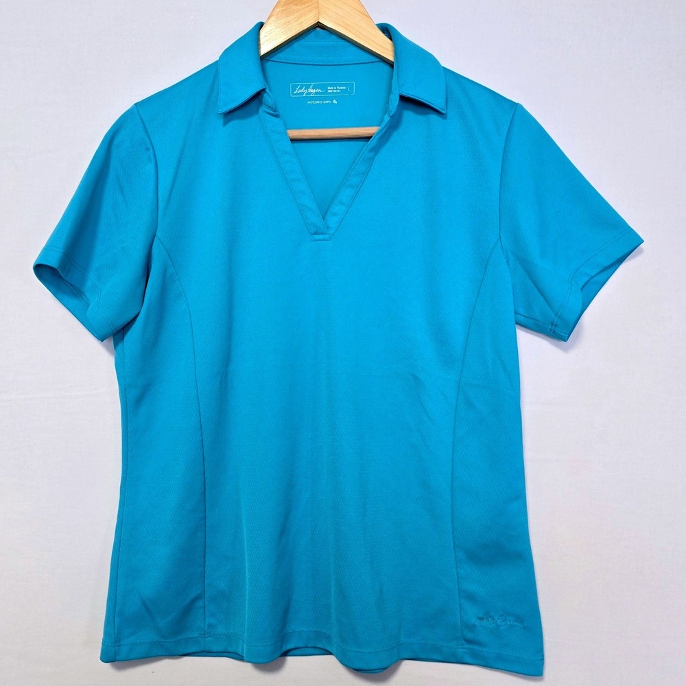 Lady Hagen Hydro-Dri Womens Size L Golf Polo Turquoise Aqua Blue Shirt